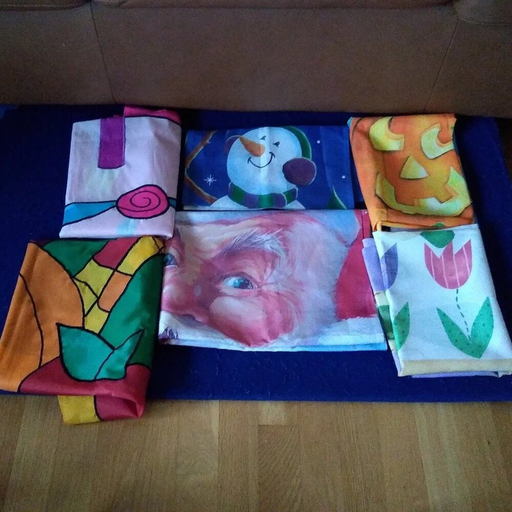 Decorative Flag Holiday: Santa, Easter, Birthday, Thanksgiving, Halloween x 6